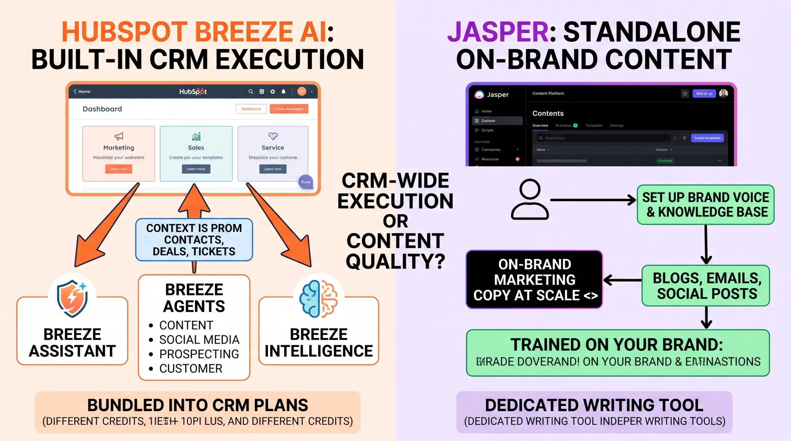 HubSpot Breeze AI vs Jasper comparison diagram